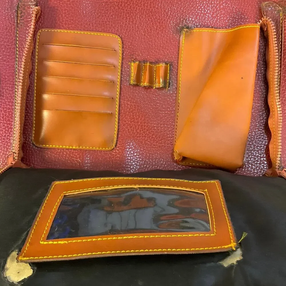 Vintage Dooney & Bourke AWL Burgundy Leather Briefcase Attache Bag 15”